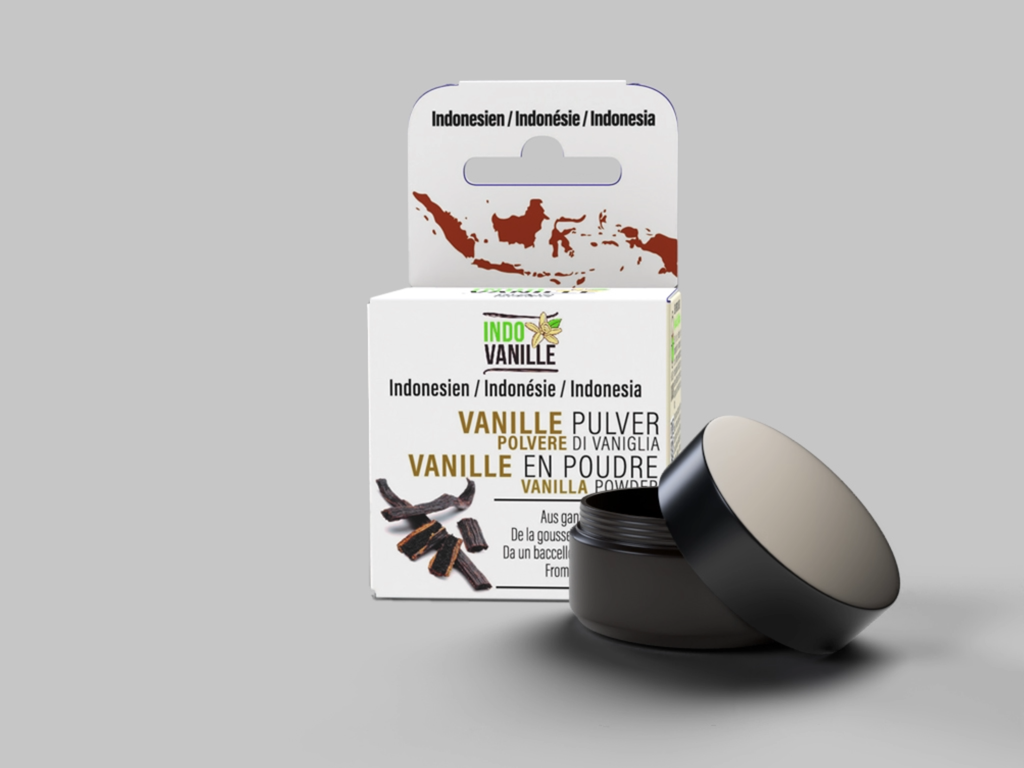 [VAN-GC-1J10] Premium Vanillepulver „IndoVanille“ Indonesische Vanille (1x Box Jar 10g)