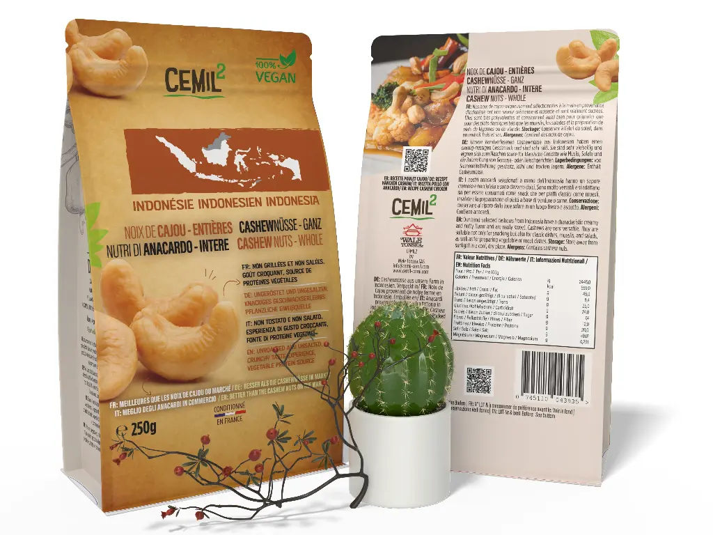 MENTE, Jumbo unroasted Cashew Nuts Indonesia, CEMIL2 (DN) (1x Pouch 250g)