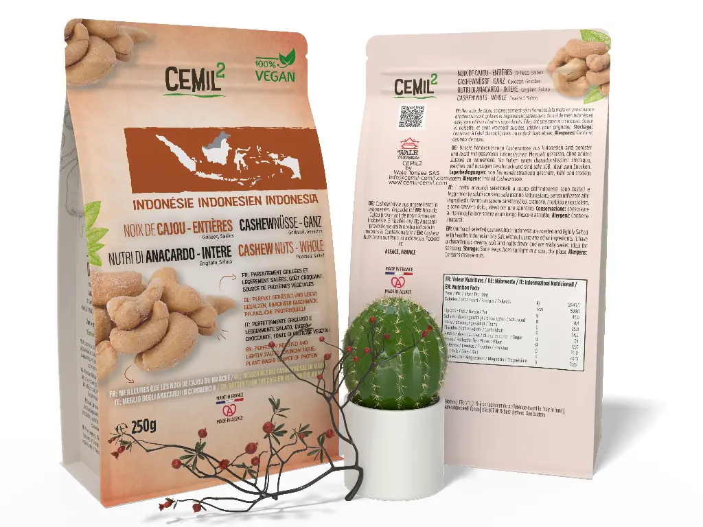 [UNCA-CASJUM-FMAU-250] MENTE, Jumbo unroasted Cashew Nuts - whole, "CEMIL-CEMIL", Indonesia, Healthy Snacks (1x Pouch 250g)
